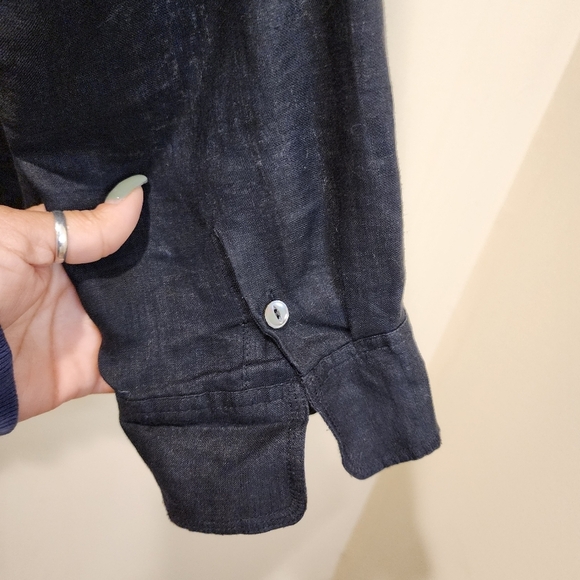 JONES NEW YORK Black 100% Linen Button Down Blouse size 12 - Picture 4 of 10